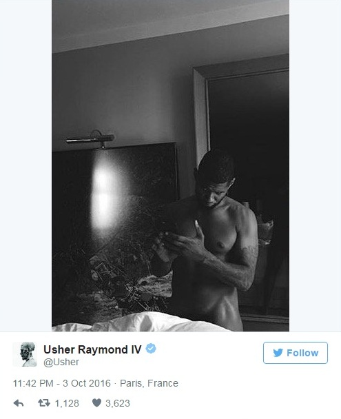 Famosos que postaram nudes e fotos pelados na internet em 2016:  Usher