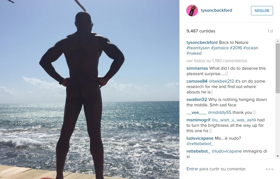Tyson Beckford posta foto do bumbum no Instagram
