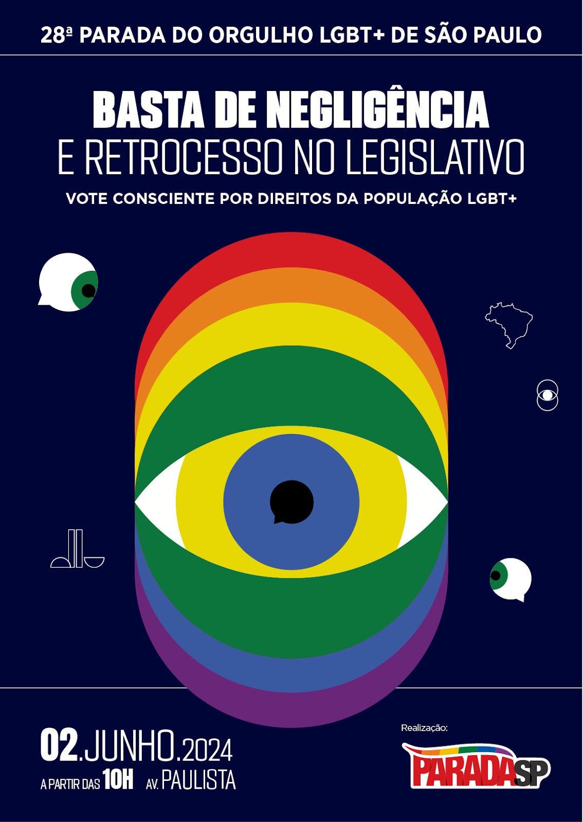 28ª Parada do Orgulho LGBT+ de São Paulo - cartaz, pôster de 2024