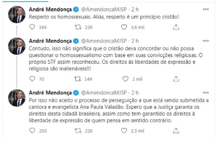 Ana Paula Valadão é defendida pelo ministro André Mendonça: homofobia
