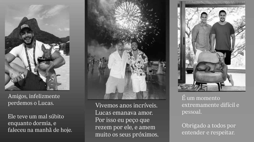 Morre médico Lucas Costa, ex-namorado de Ben-Hur Correia