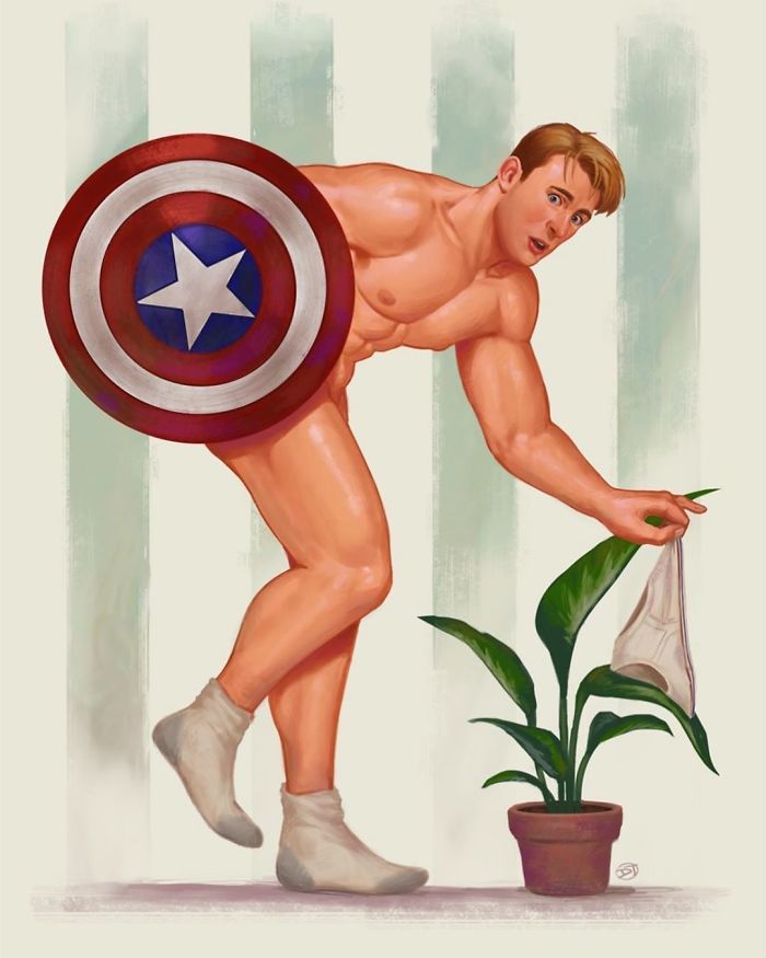 David Talaski: desenhista gay transforma super-heróis da Marvel em pin-ups super gays: Capitão América
