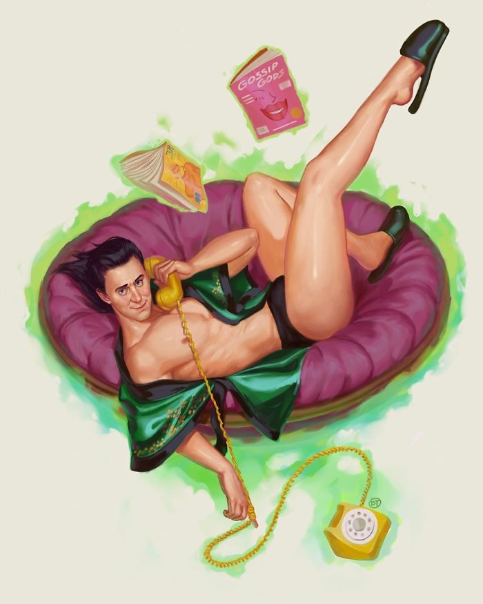 David Talaski: desenhista gay transforma super-heróis da Marvel em pin-ups super gays: Loki
