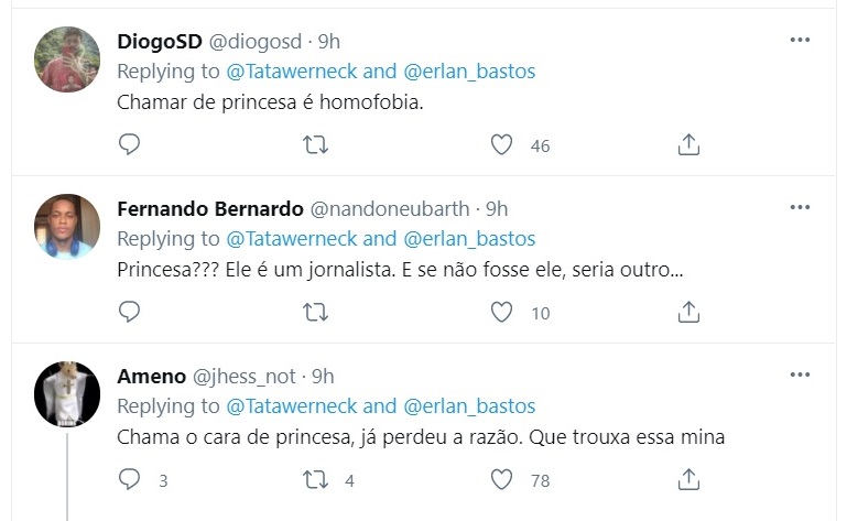 Erlan Bastos: Tatá Werneck chama jornalista gay de princesa