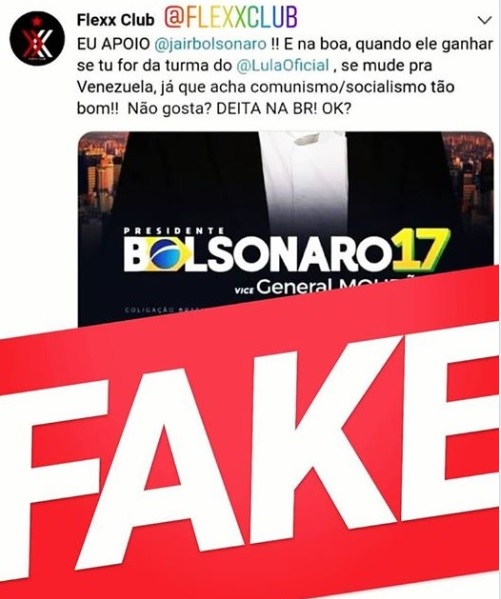Flexx Club: fake news sobre Jair Bolsonaro e apoio