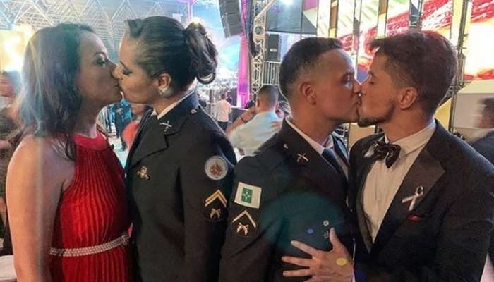 policial militar gay beijo homofobia