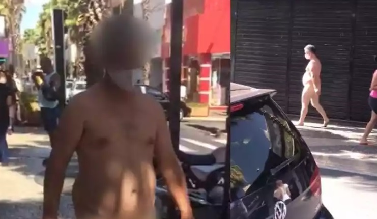 Homem é visto andando nu e com máscara em Votuporanga, interior de São Paulo