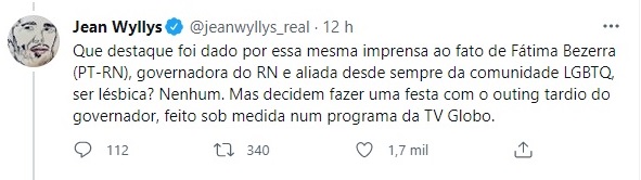 Jean Wyllys diz que Fátima Bezerra é lésbica