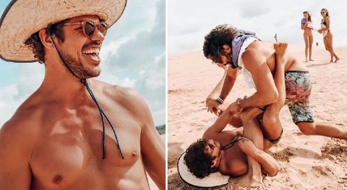 Ator José Loreto publica fotos na praia de sunga