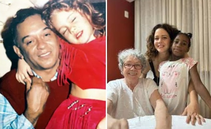 Leandra Leal com pai, mãe e filha