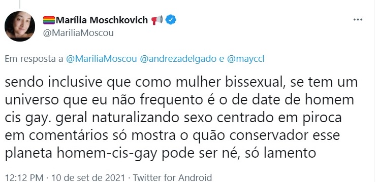 Marília Moschkovich: socióloga bissexual é criticada por gays