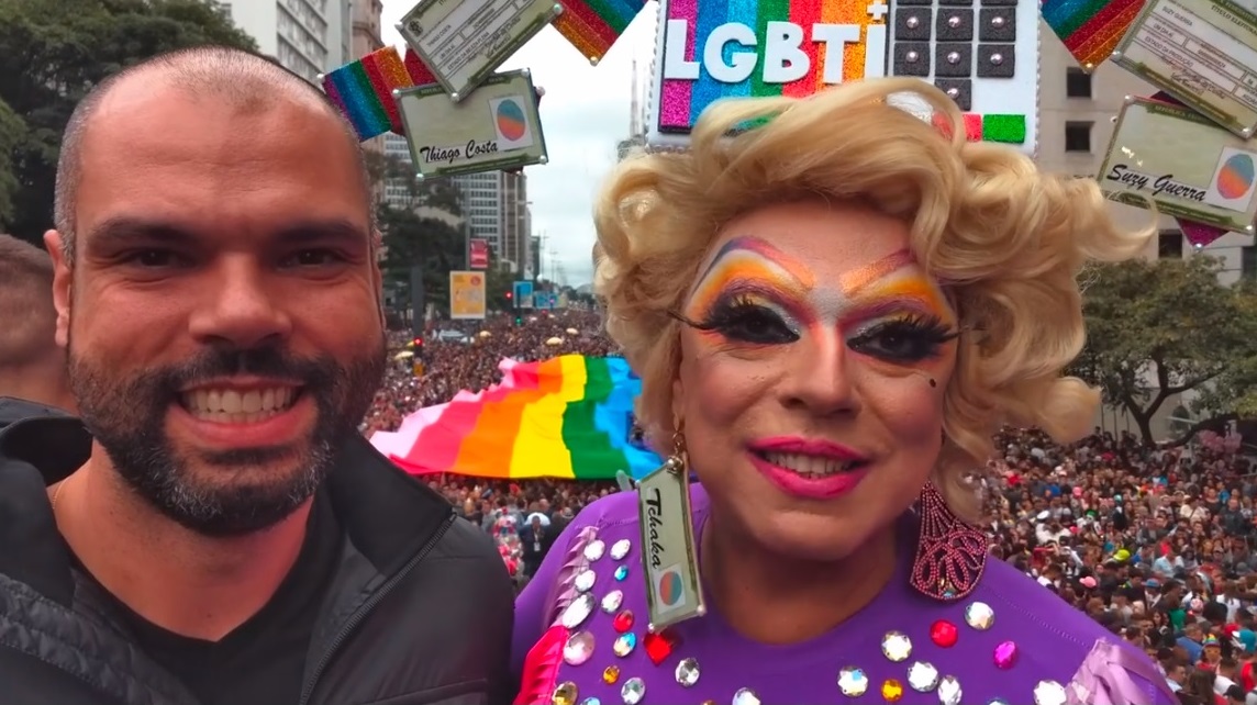 Prefeito Bruno Covas (PSDB) e Tchaka na 22ª Parada do Orgulho LGBT de São Paulo, 2018