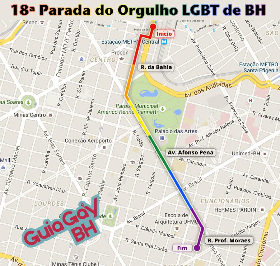 trajeto 18 parada orgulho lgbt belo horizonte