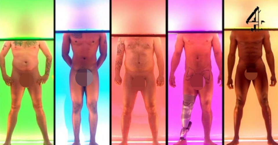 Programa Naked Attraction - participantes escolhem parceiros completamente nus no palco