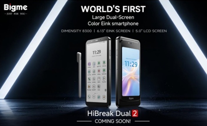 Nova categoria de smartphone: Bigme HiBreak Dual 2, com tela colorida de tinta eletrônica + tela LCD, chega ao Kickstarter