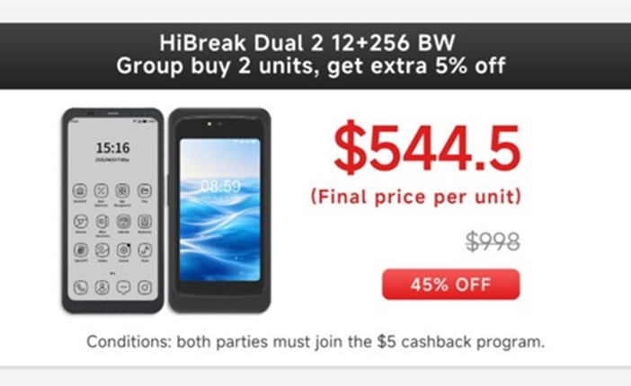 Primeiro smartphone E Ink de tela dupla grande do mundo com 80 FPS chegou ao Kickstarter em 10 de julho: Bigme HiBreak Dual 2 a partir de apenas US$ 544,50