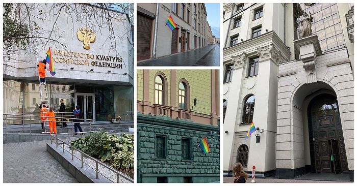 Pussy Riot presenteia Vladimir Putin com bandeiras arco-íris LGBT