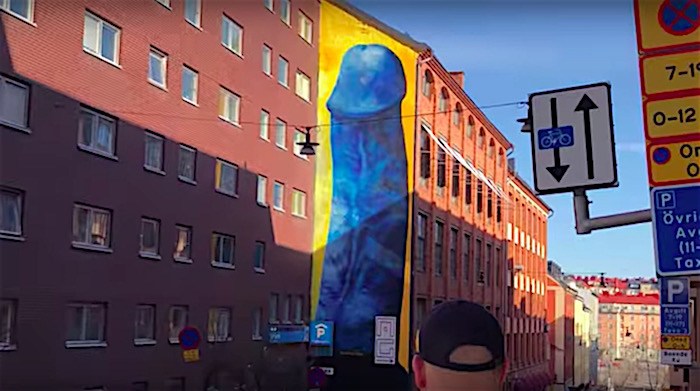 Grafite com pênis gigante vira polêmica na Suécia