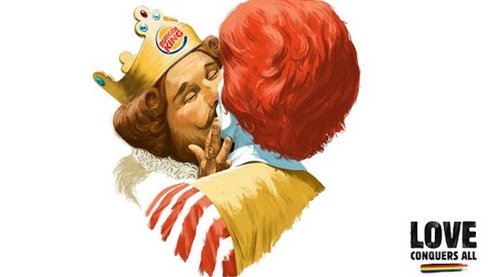 Em anúncio gay, Burger King e McDonald's aparecem juntos